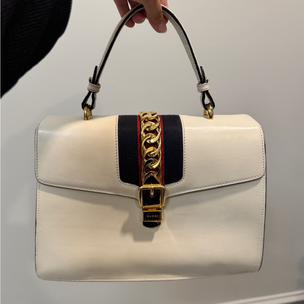 Gucci Sylvie Web Top Handle Handbag Medium